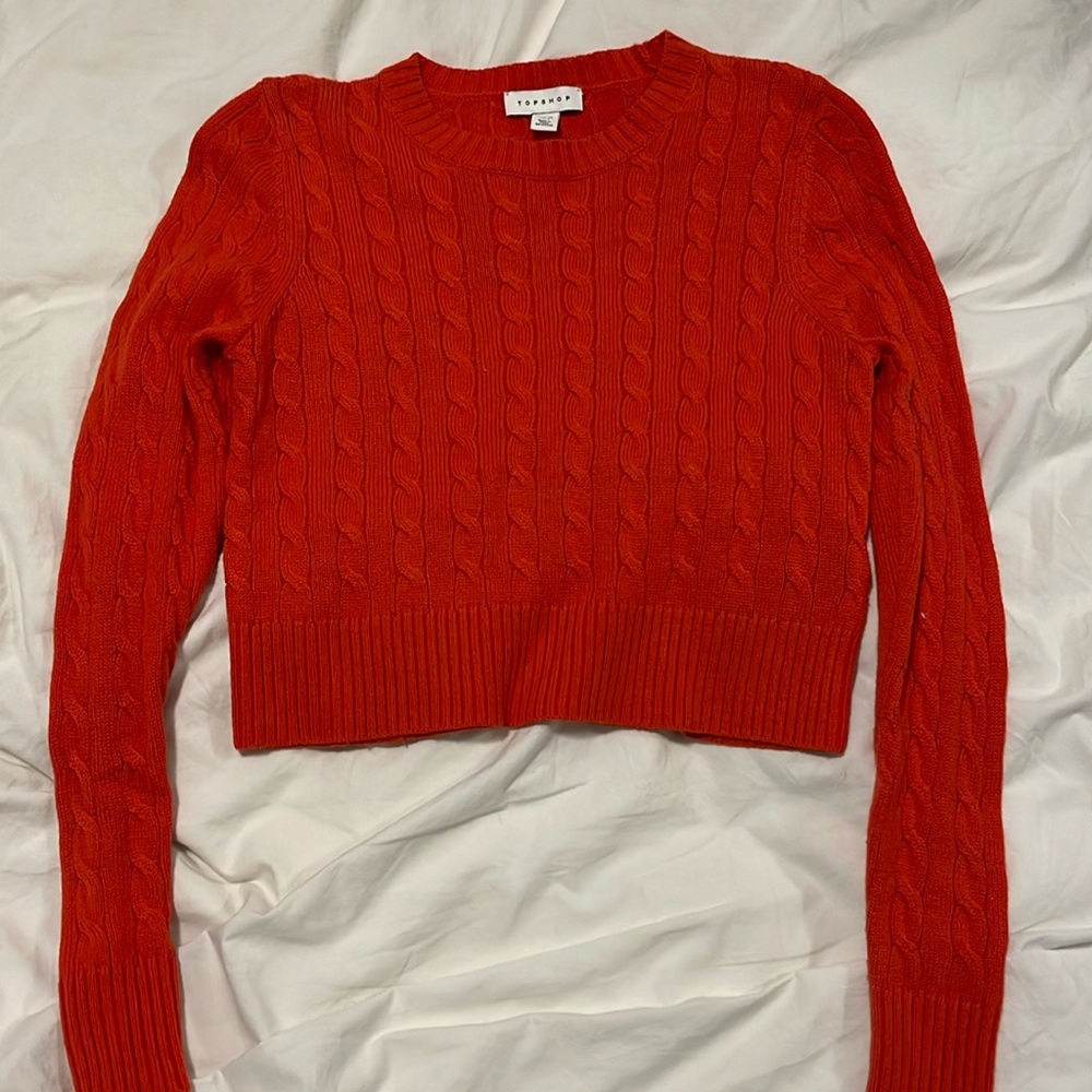 Topshop Cropped Cable Knit Sweater